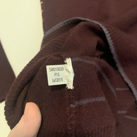 Smartwool Ethno Graphic Crew Neck Sweater Purple Print Striped Wool - Women's XS - Picture 8 of 11